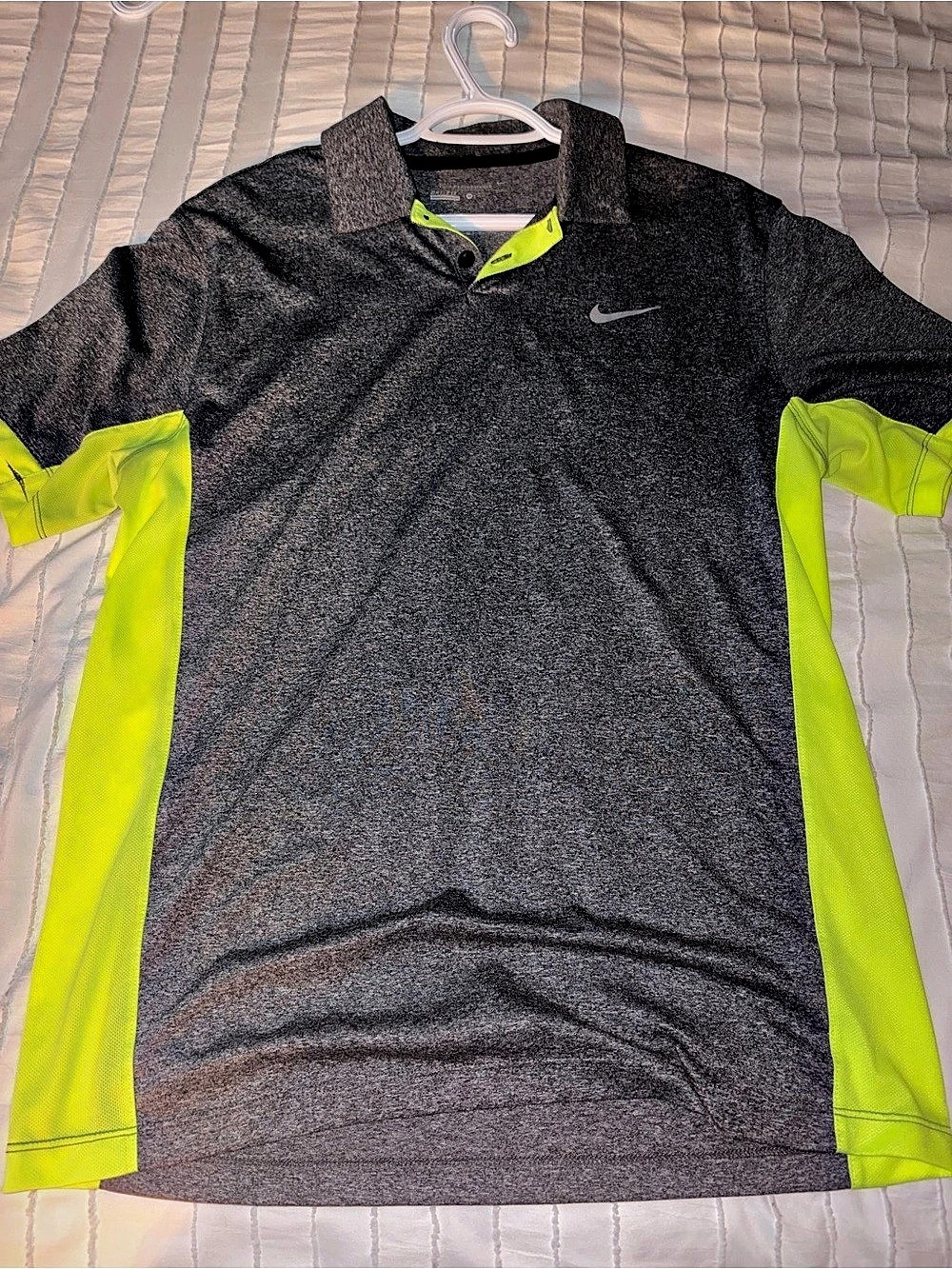 Nike Golf Tour Performance Dri-Fit Polo Shirt Gray & Neon Green size medium